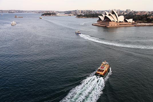 Sydney Opera, From the Harbour Bridge, Sydney, Australia