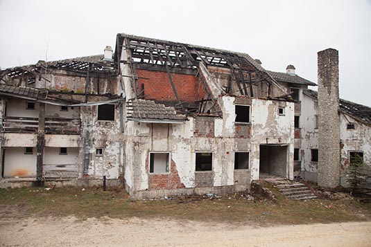 Damaged Building, Towards Vlasic, Bosnia & Herzegovina