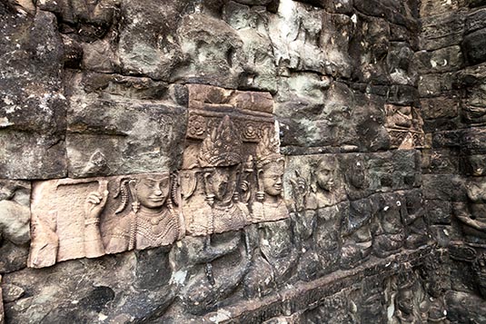 Terrace of the Leper King, Angkor Thom, Reliefs, Siem Reap, Cambodia