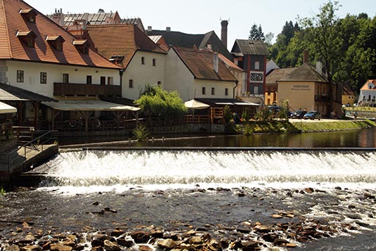 Weir on Vltava River, Cesky Krumlov, Czech Republic