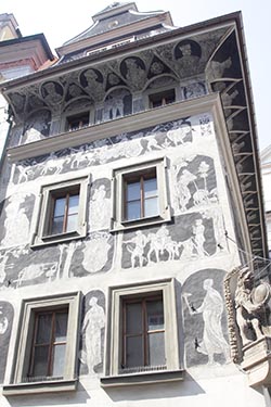 The House “At the minute” with Sgraffito Art, Old Town Square, Prague, Czech Republic