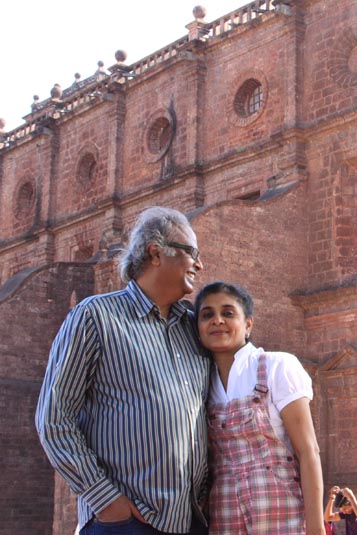With wife Vrunda at Basilica of Bom Jesus, Old Goa