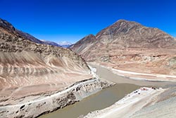 Confluence of River Indus and River Zanskar, Sangam, Leh, India