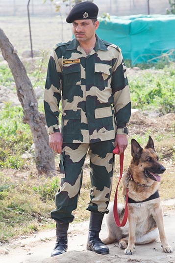 Guard with Sniffer Dog, Wagah, Punjab, India