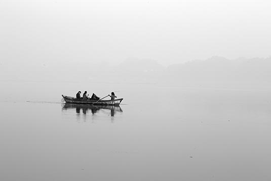 Locals on the boat, Prayagraj, India