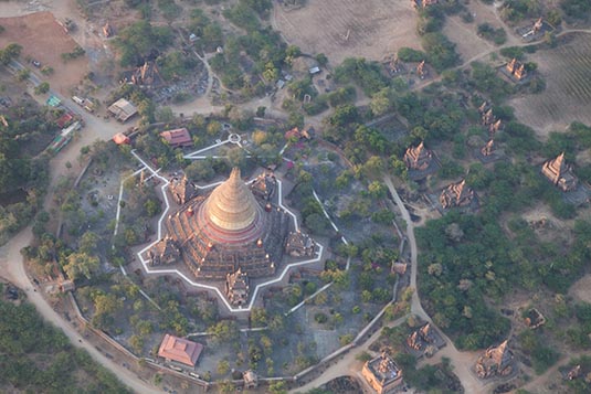 Dhammayazika Pagoda, View from Hot Air Balloon, Bagan, Myanmar