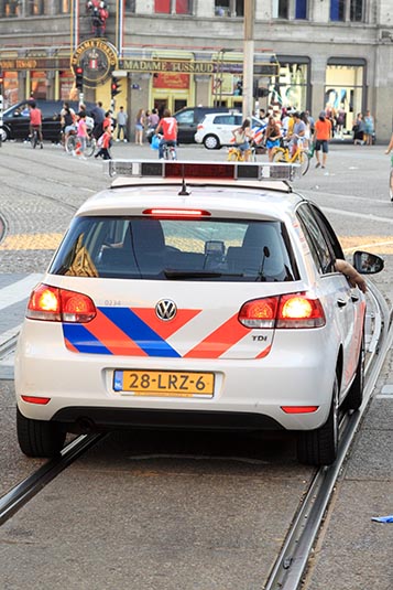 Police Car, Dam Square, Amsterdam, the Netherlands