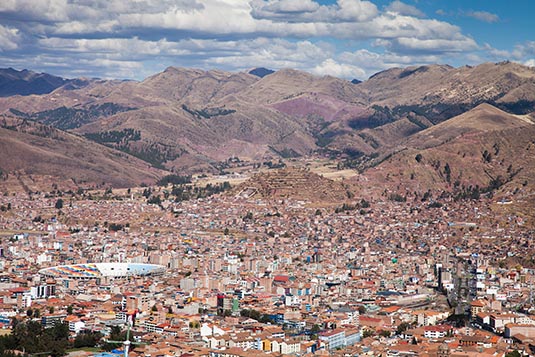 City of Cusco view from Inca Ceremonial Centre of Sacsayhuaman, Cusco, Peru