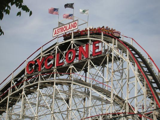 Cyclone Rollercoaster in Coney Island, New York City, USA